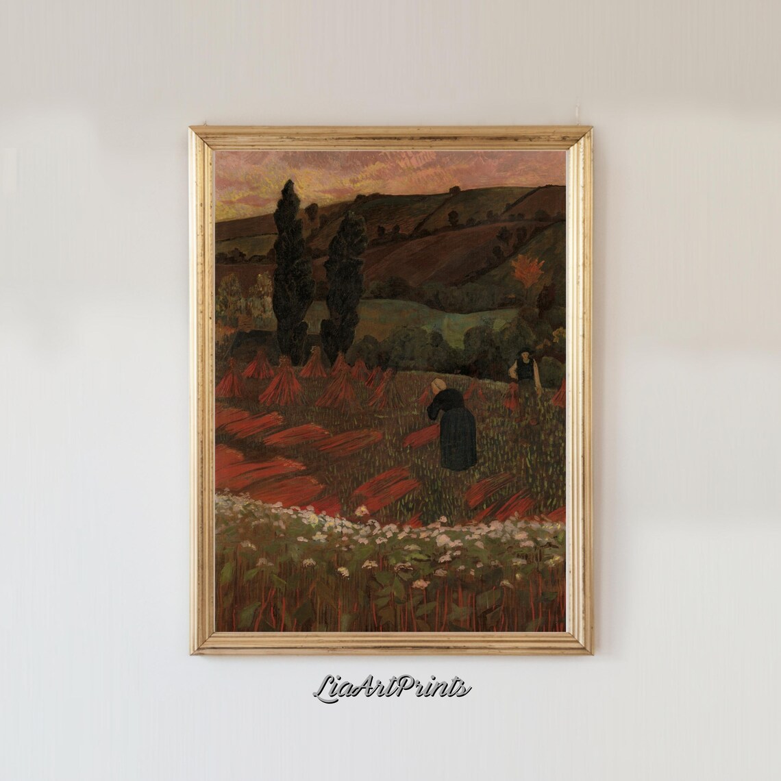 Rustic Harvest Scene At Dusk, Countryside Art Print - Image 3