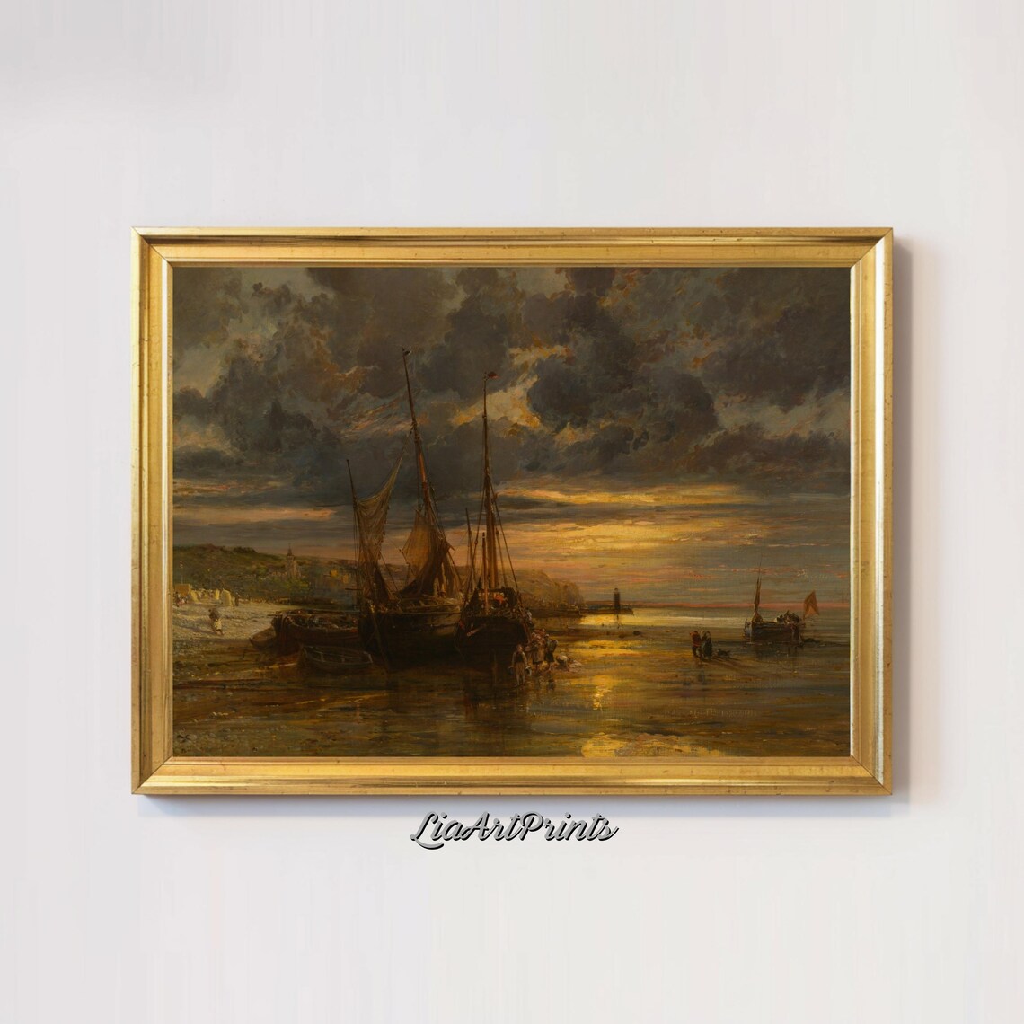 Dramatic Harbor At Sunset Nautical Art Print - Image 2