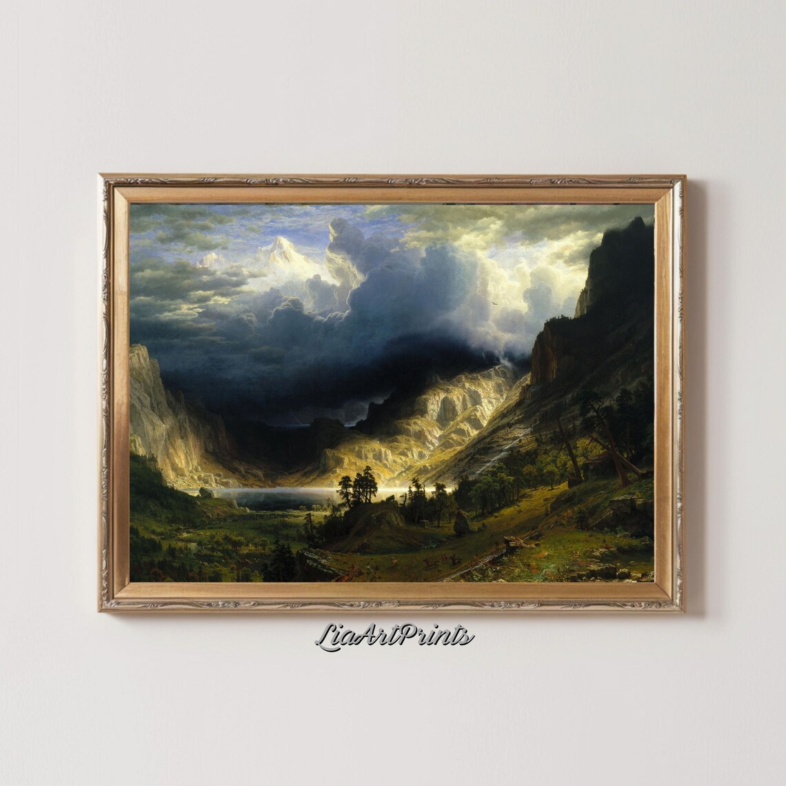 Dramatic Mountain Valley Landscape Wall Art Stormy Sky And Lush Green Hills Artwork For Home Decor - Image 2