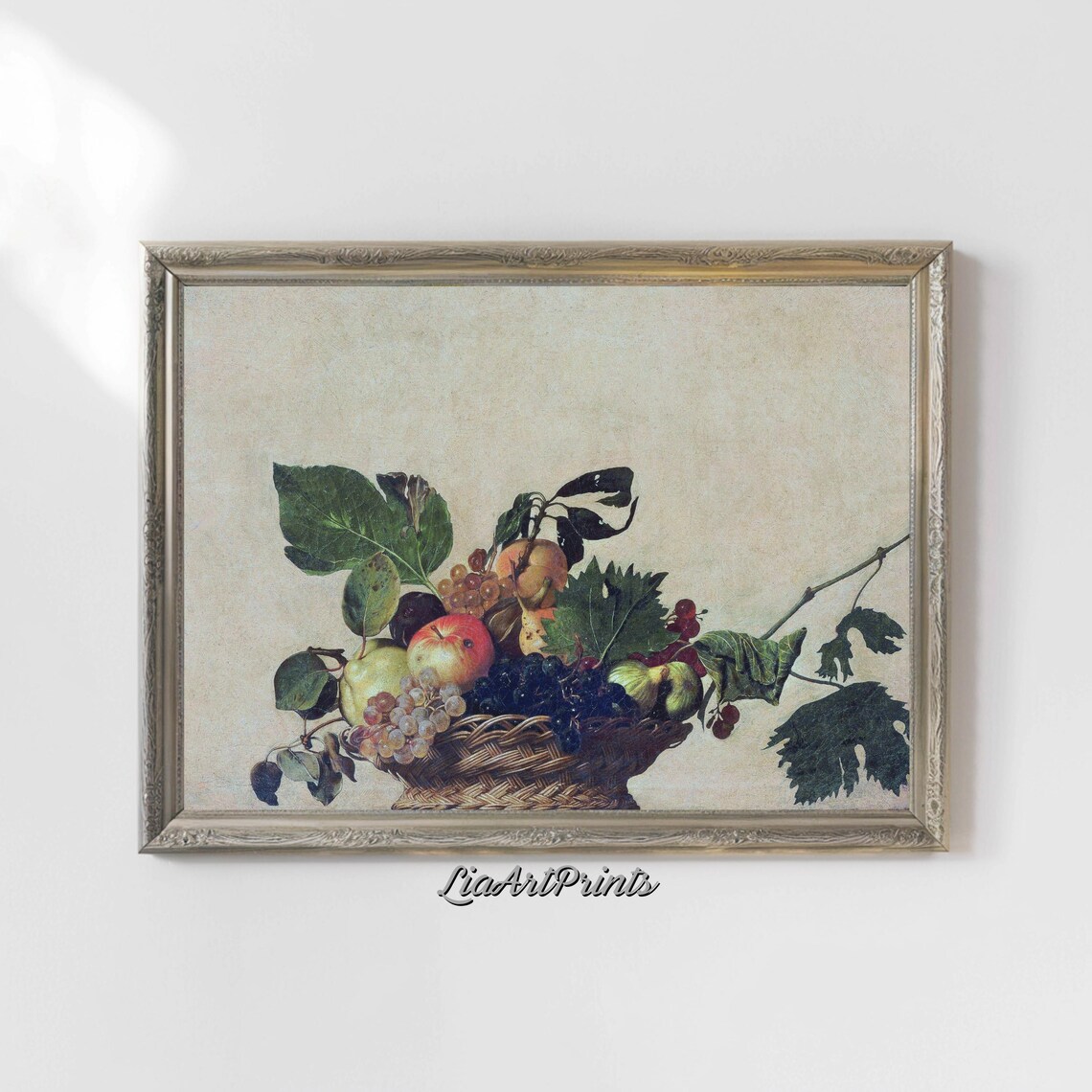 Vintage Still Life Wall Art Classic Fruit Basket Painting Antique Inspired Artwork Rustic Home Decor - Image 4
