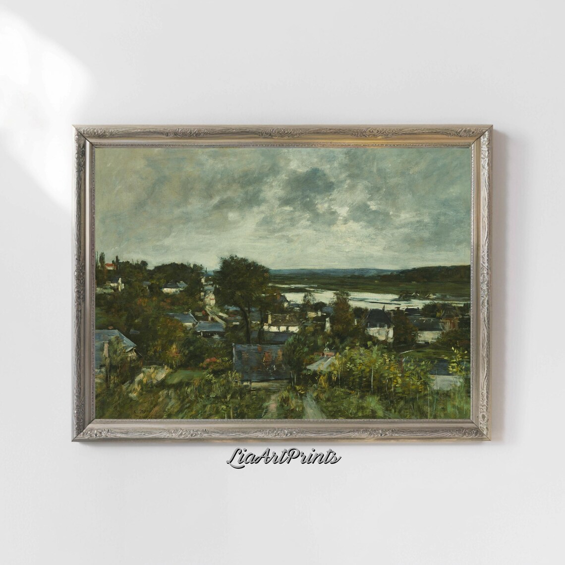Tranquil Village Landscape, Rustic Countryside Art Print - Image 4