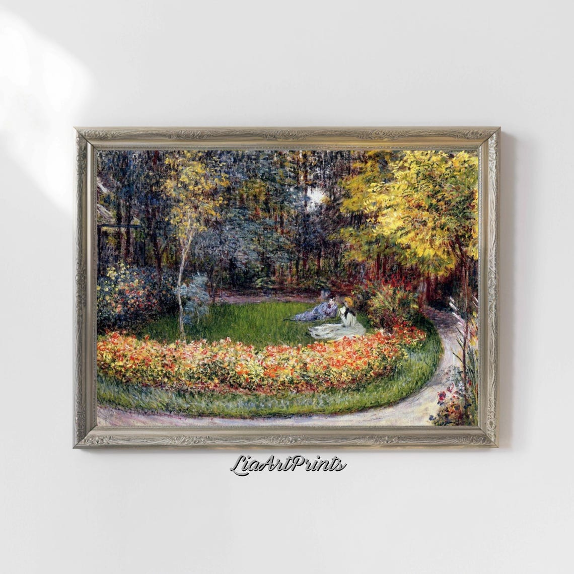 Claude Monet Inspired Impressionist Garden Scene Relaxing Outdoor Artwork Colorful Nature Wall Art Print - Image 5