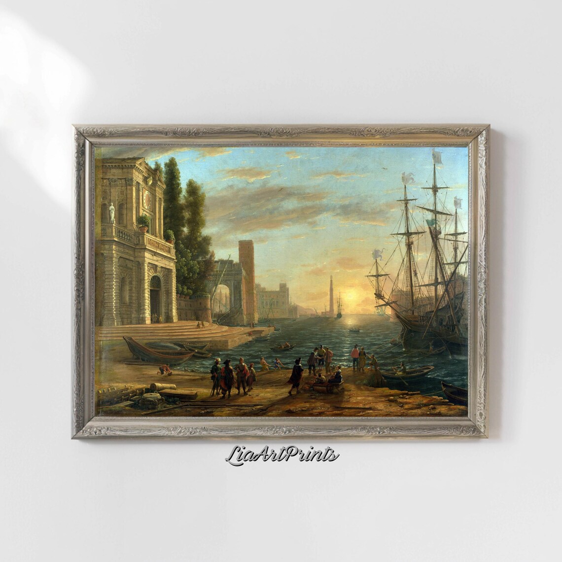 Sunlit Harbor Scene, Classical Maritime Art - Image 5
