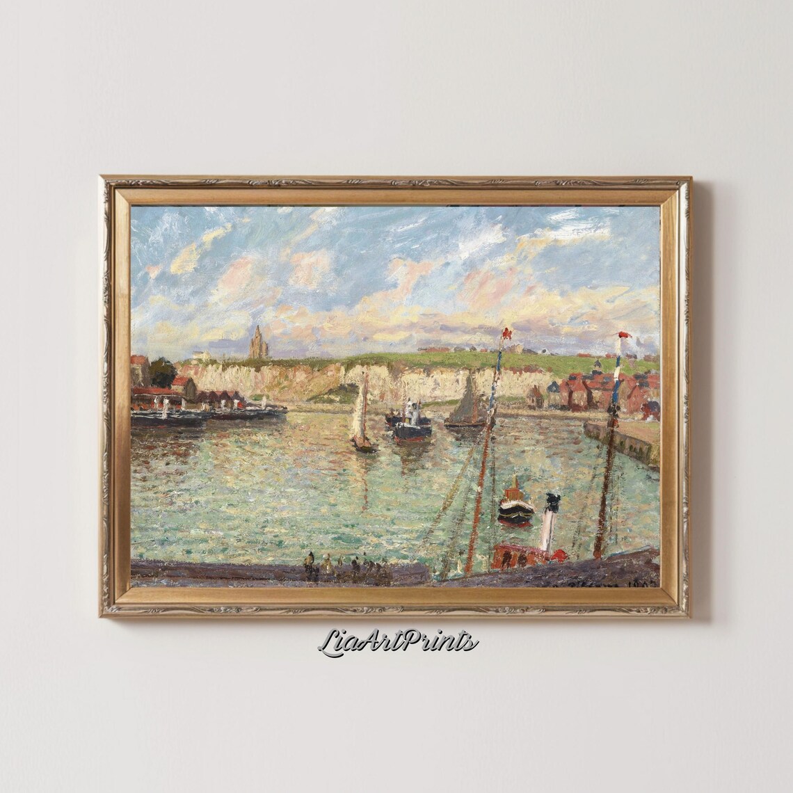 Impressionist Harbor Scene, Vintage Coastal Art - Image 2