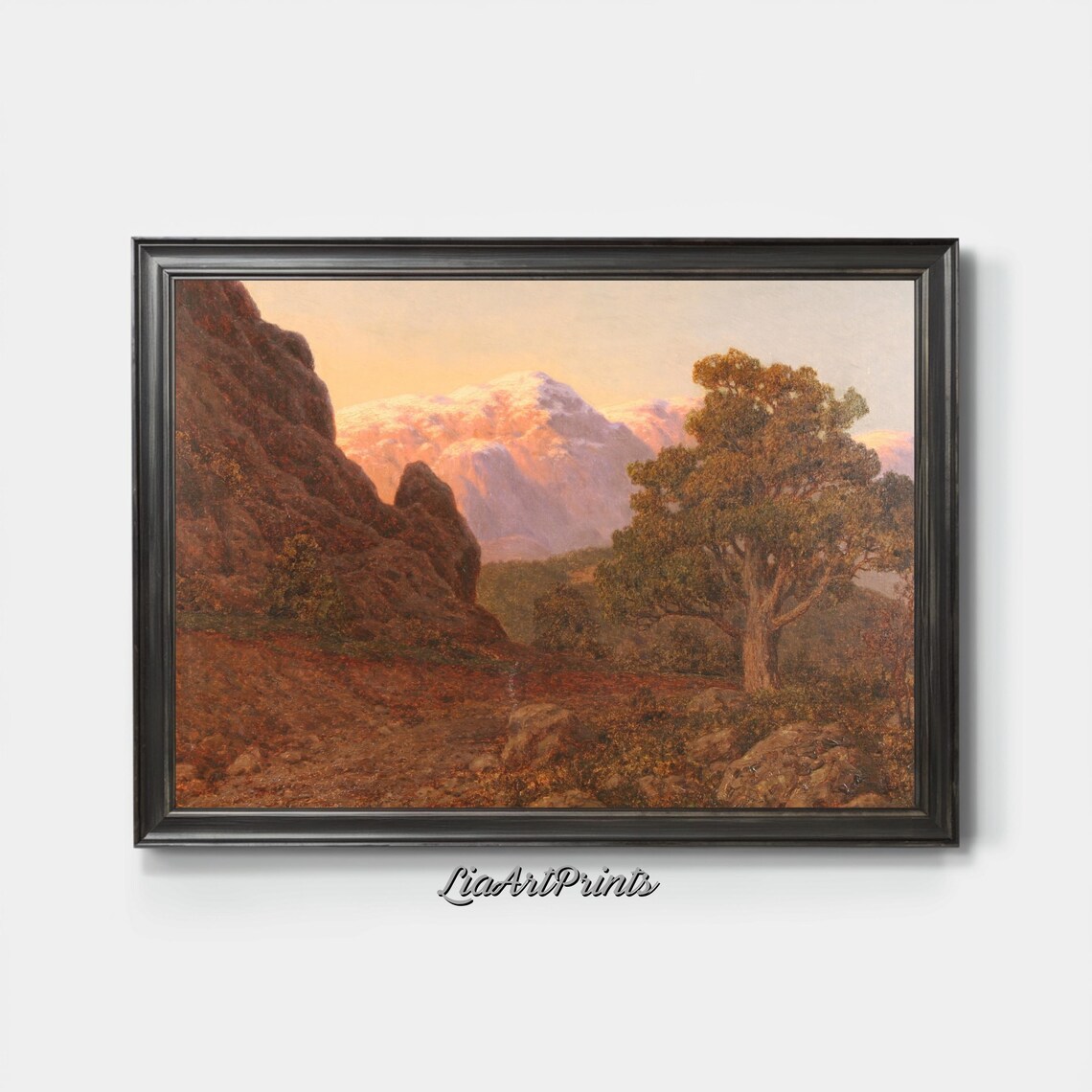 Sunset Mountain Landscape, Rustic Nature Art Print - Image 2