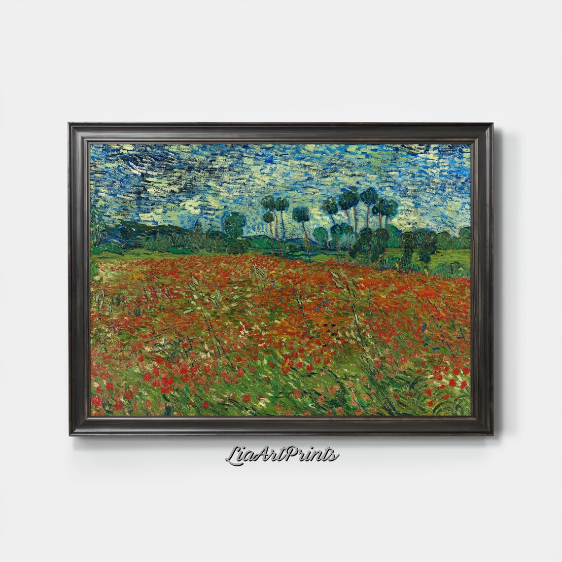 Van Gogh Poppy Field Vibrant Impressionist Landscape Red Flower Meadow Wall Art - Image 3