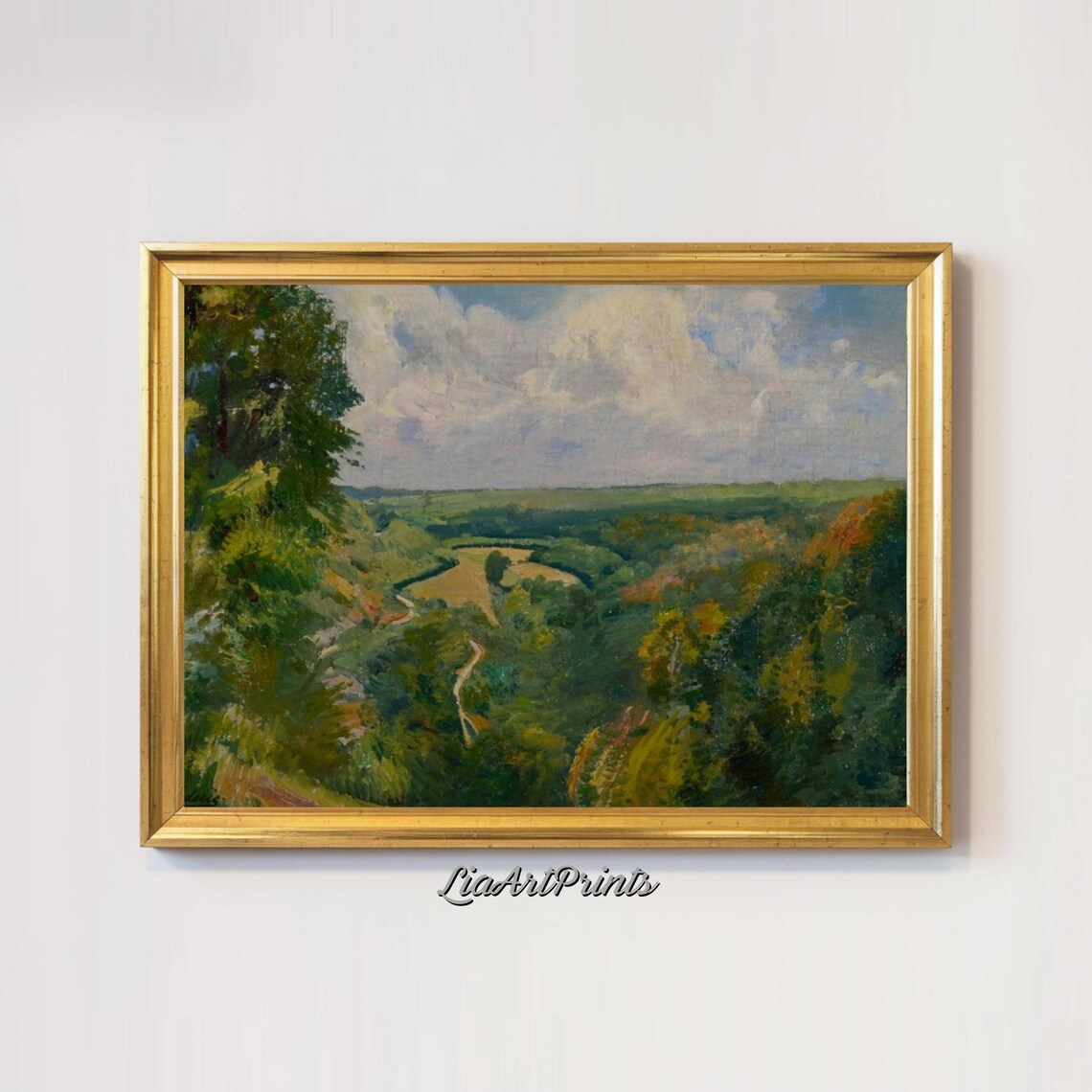 Impressionist Countryside View, Rolling Hills Landscape - Image 3