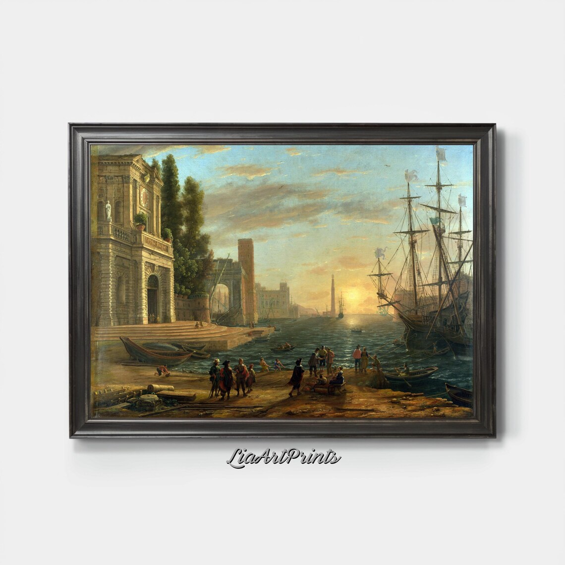 Sunlit Harbor Scene, Classical Maritime Art - Image 4