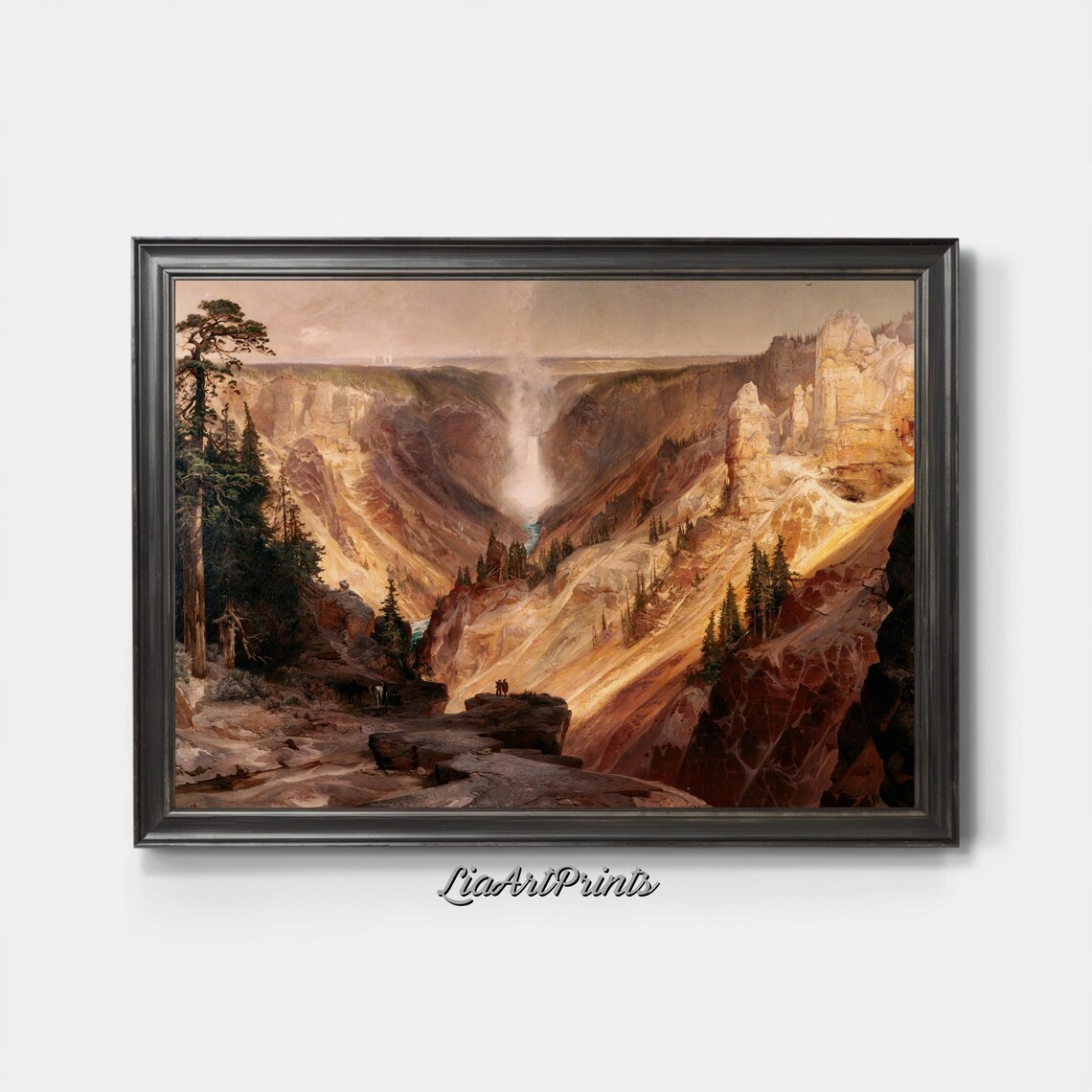 Golden Canyon Landscape Wall Art Majestic Waterfall In Grand Valley Artwork For Rustic And Modern Decor - Image 3