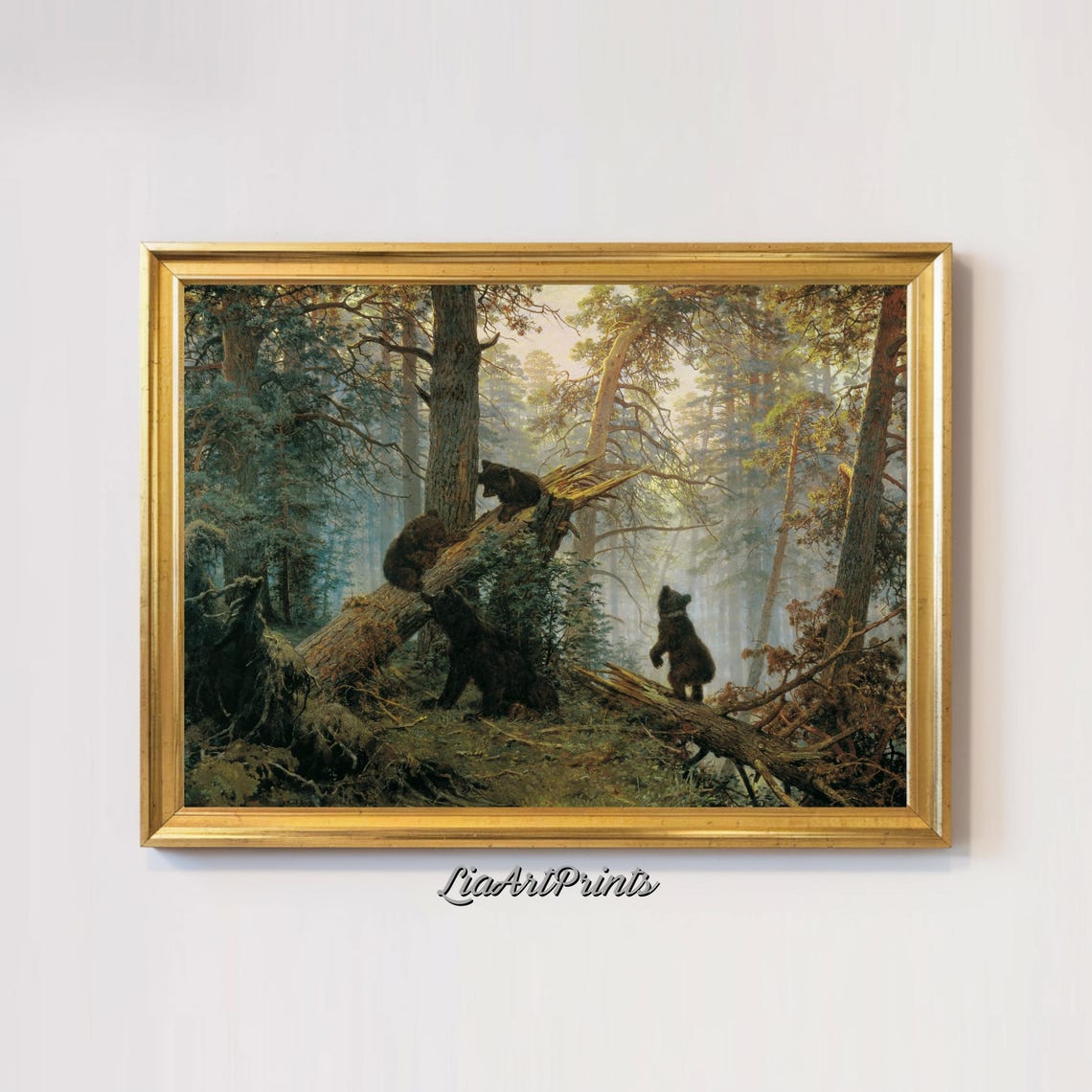 Ivan Shishkin Morning in a Pine Forest Bear Cubs Classic Art Poster - Image 2
