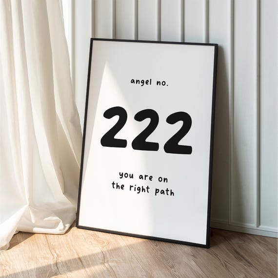 222 Angel Number Print Minimalist Affirmation Wall Art