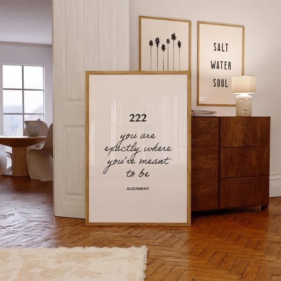 222 Angel Number Minimalist Affirmation Art Print