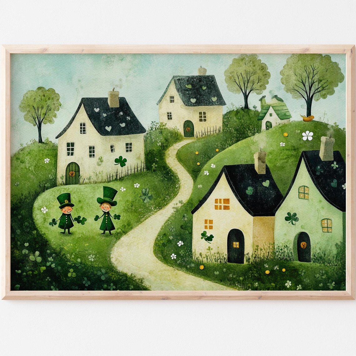 Whimsical St Patricks Day Leprechaun Shamrock Art Print
