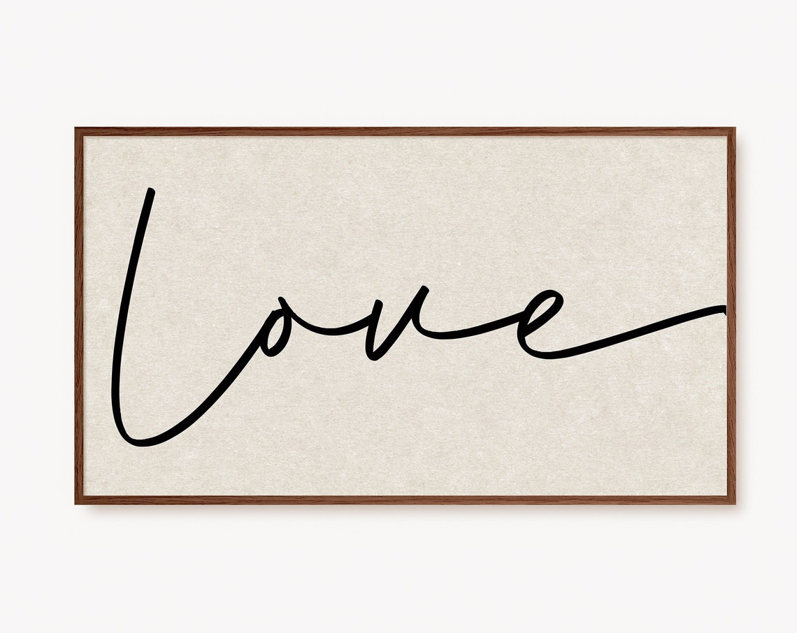 Love Script Sign Minimalist Valentine Romantic Wall Decor Print