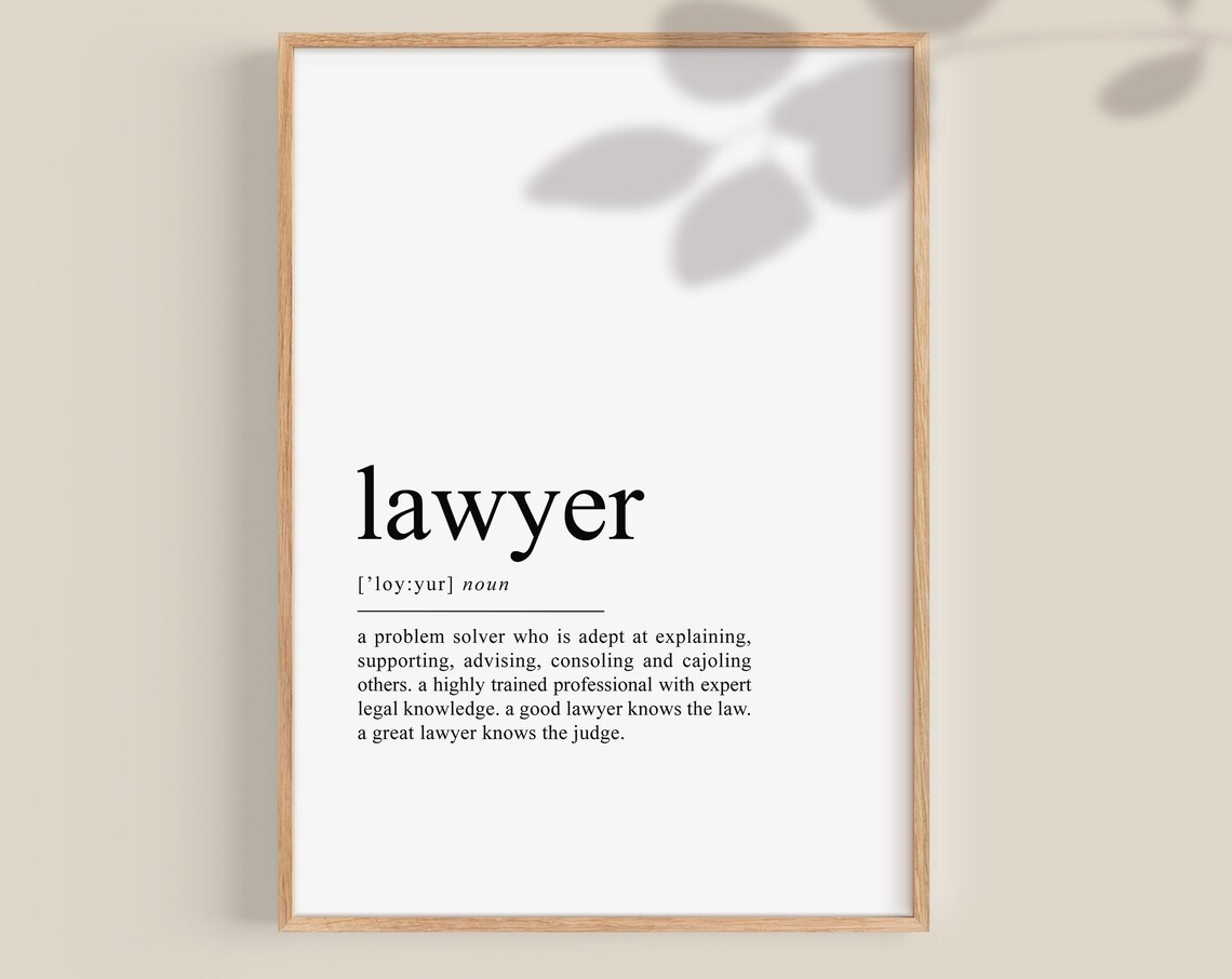 Lawyer Definition Art Print, Office Decor