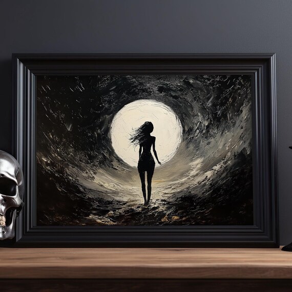Dark Academia Oil Painting Halloween Moody And Gothic Paintings Vintage Dark Academia Framed Wall Art Decor