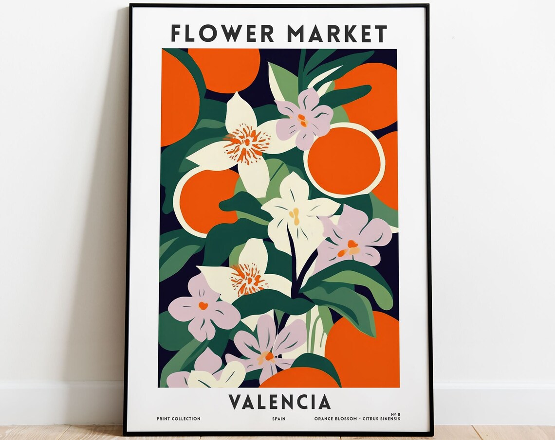Valencia Flower Market Orange Blossom Spain Citrus Art Poster