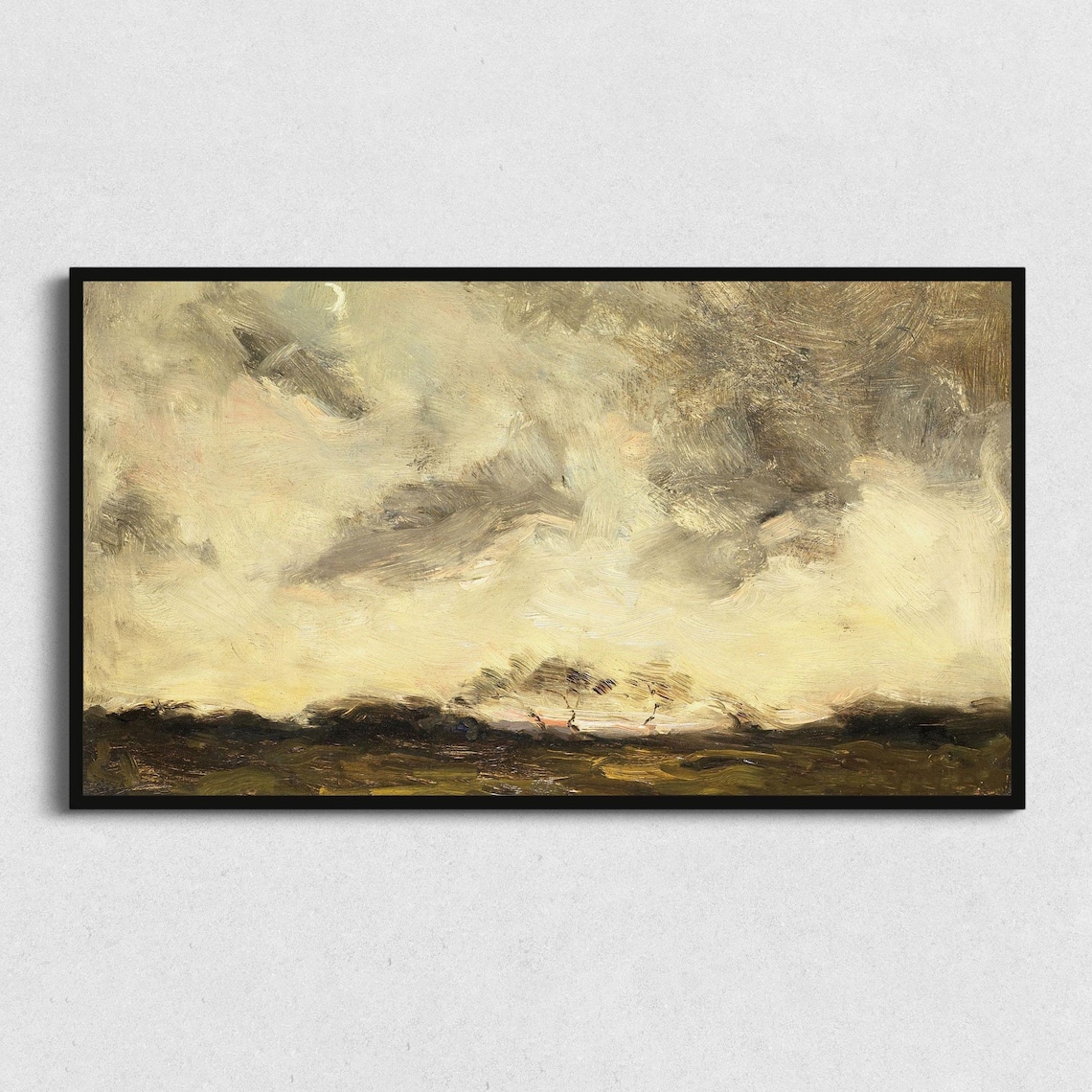 Vintage Landscape Painting, Antique Moody Art Print
