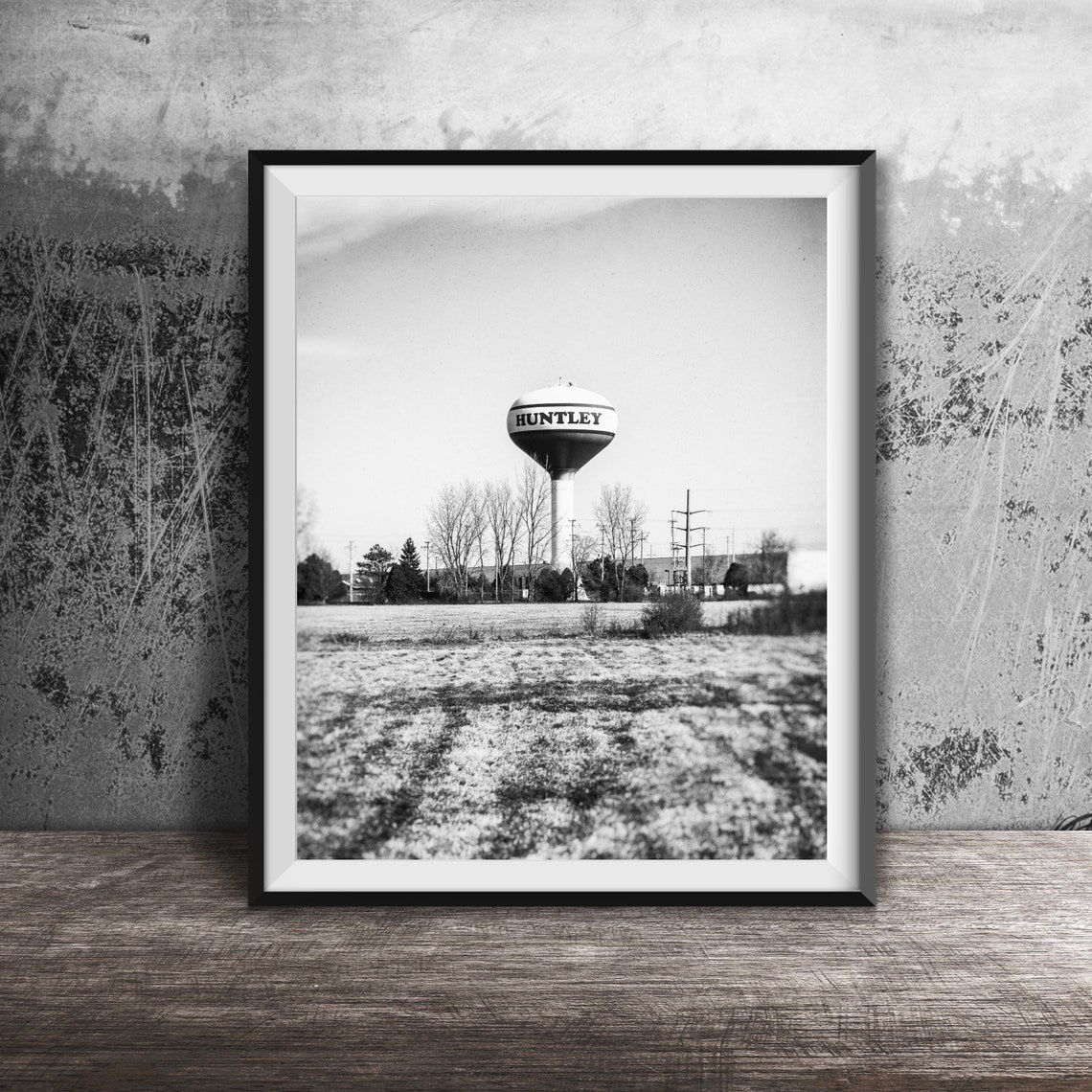 Huntley Illinois Water Tower Over Winter Field Photography Poster - Image 2