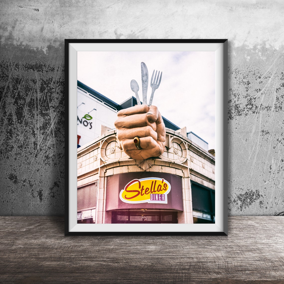 Stella's Diner Chicago Giant Sculpted Hand Holding Utensils Poster