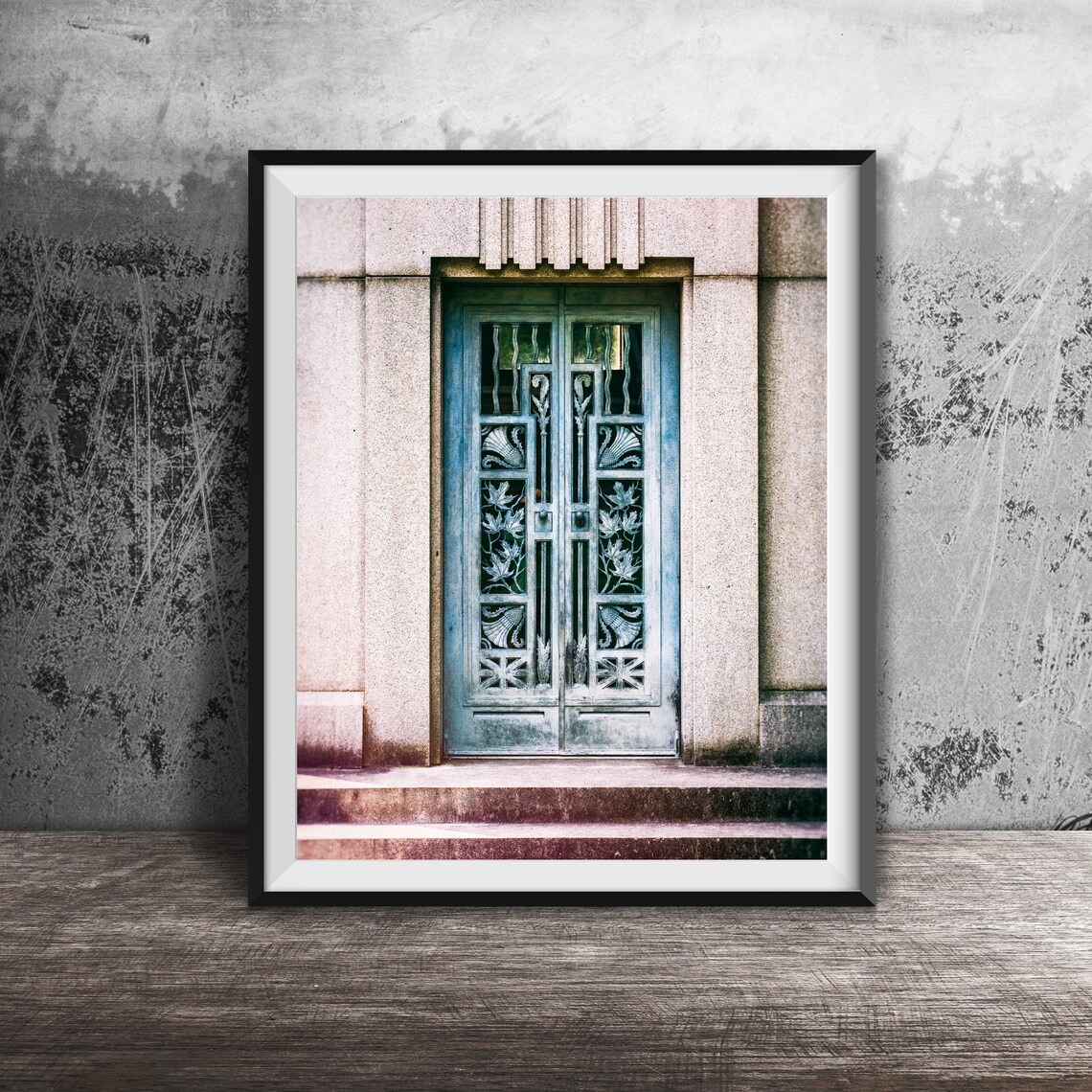 Ornate Cemetery Mausoleum Doors Bronze Detail Photography Poster