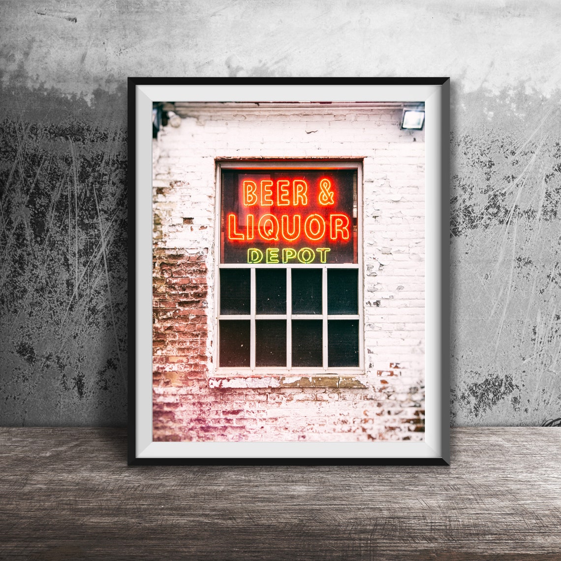 Beer & Liquor Depot Glowing Neon Window Sign Bar Decor Poster