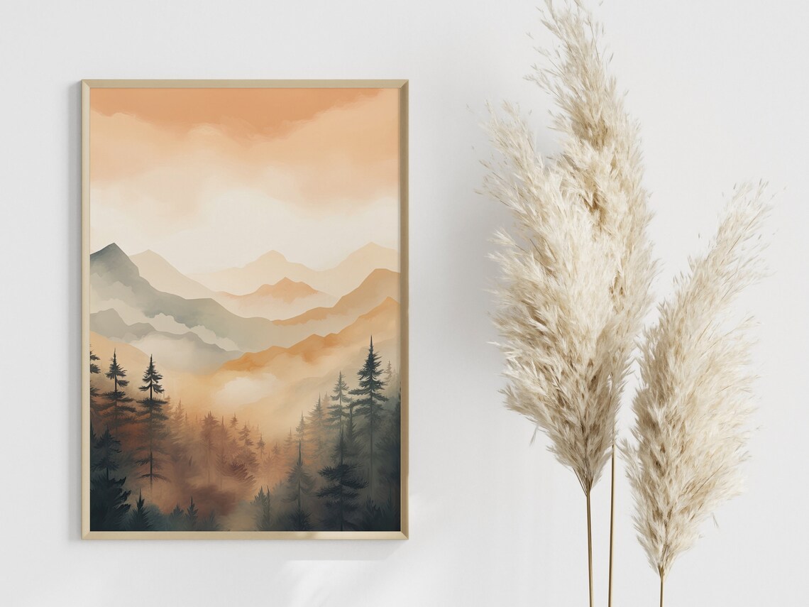 Forest Landscape Poster, Scandinavian Nature Decor