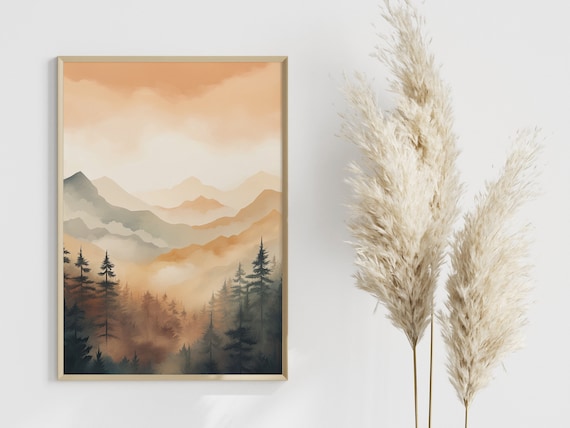 Forest Landscape Poster, Scandinavian Nature Decor