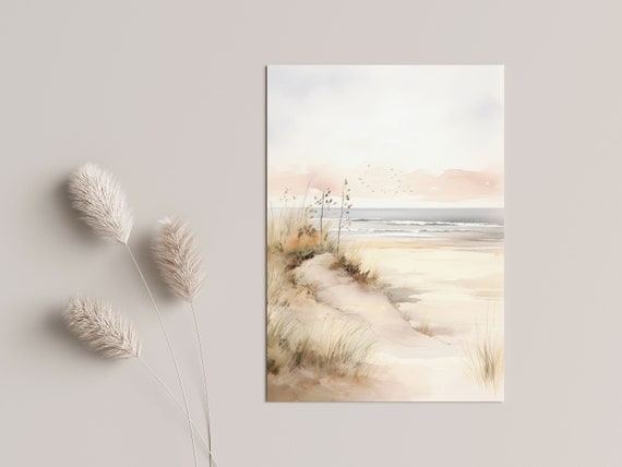 Calming Beach Watercolor Seascape Decor Art Print