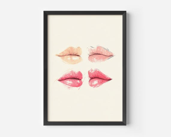 Modern Bedroom Wall Decor Pop Art Poster Colorful Lips Feminine Illustration Pastel Living Room Print Stylish Hallway