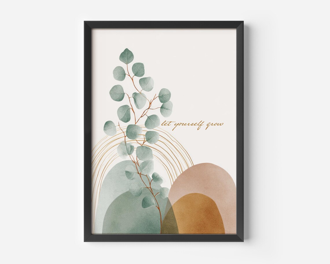 Eucalyptus Leaf Boho Nature Poster, Minimalist Plant