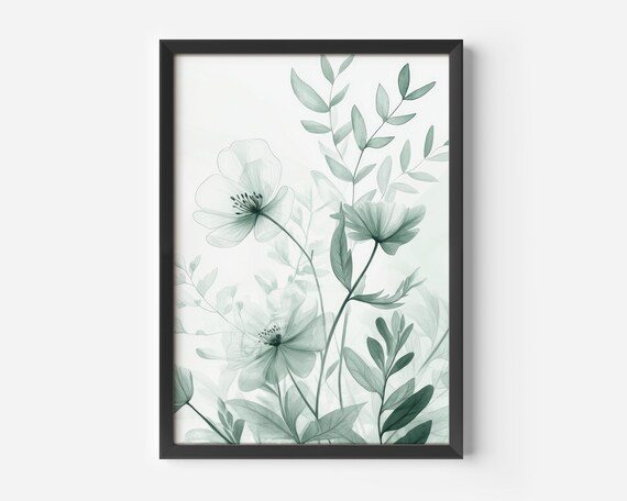 Bedroom Wall Decor Modern Floral Watercolor Poster Green Plants Illustration Nature Delicate Art Prints Simple Living Room