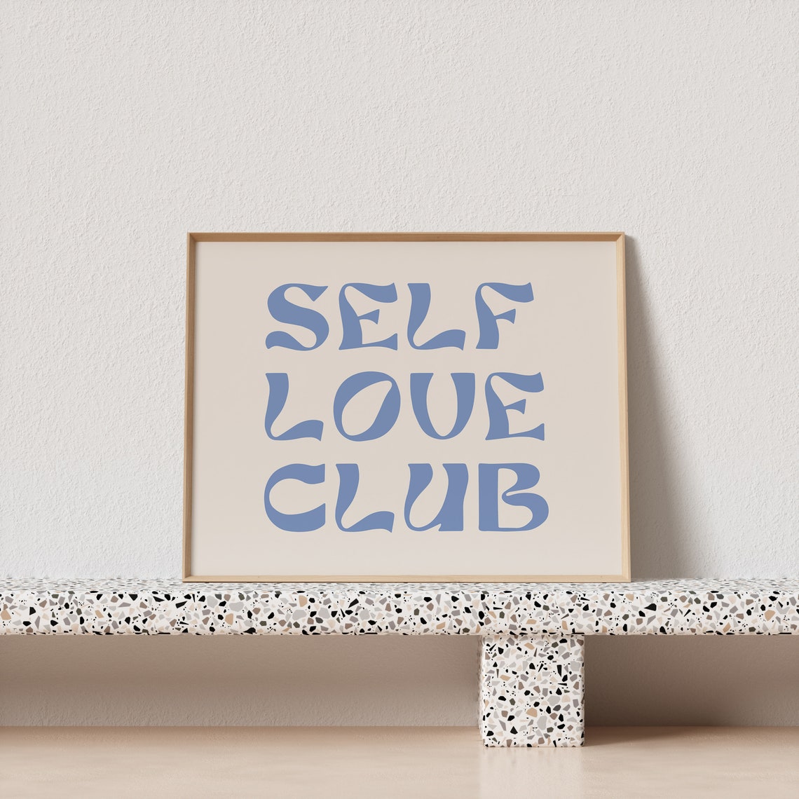 Self Love Club Horizontal Blue Wave Lettering Typography Poster - Image 4