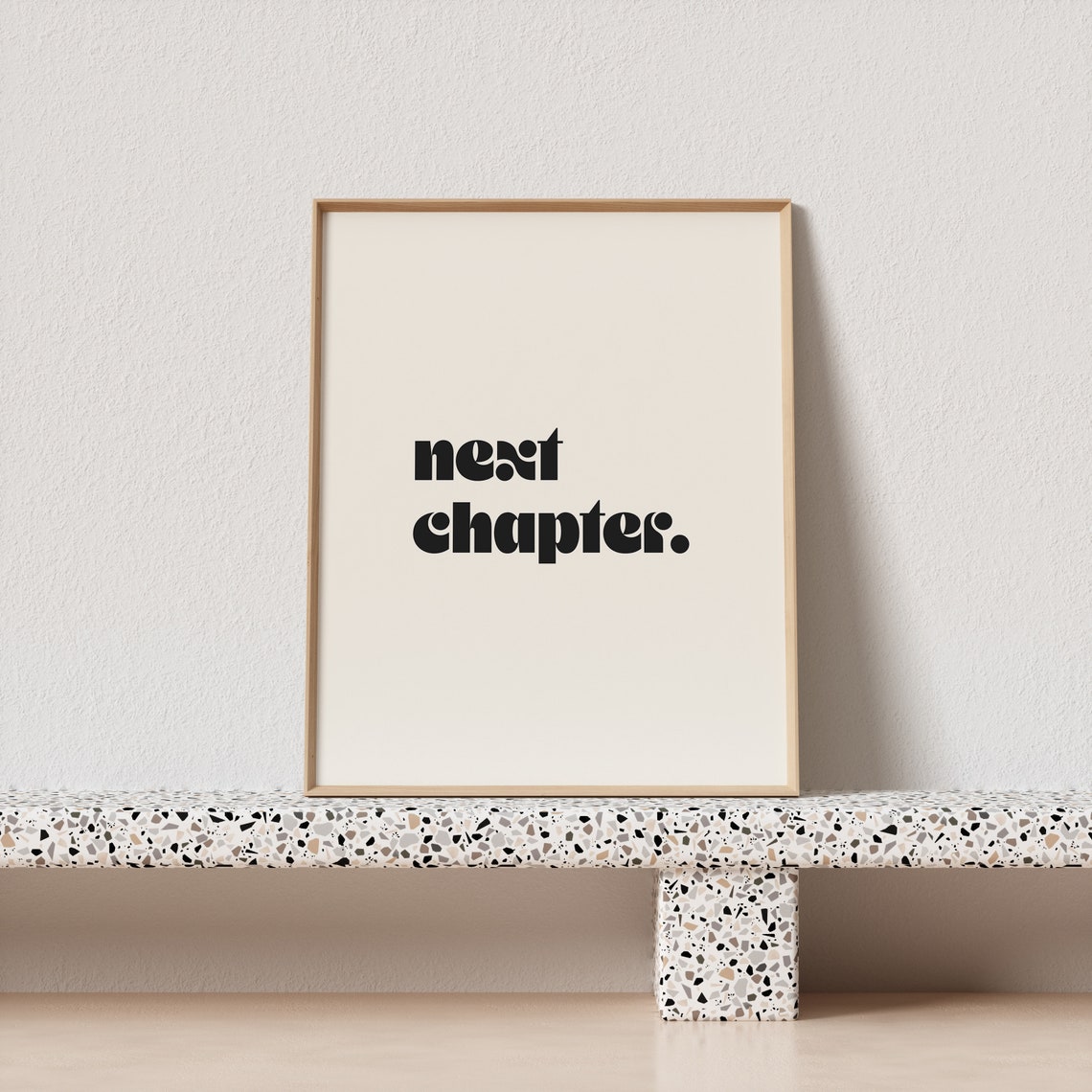 Next Chapter Bold Retro Typography Poster Black Cream New Beginning - Image 3