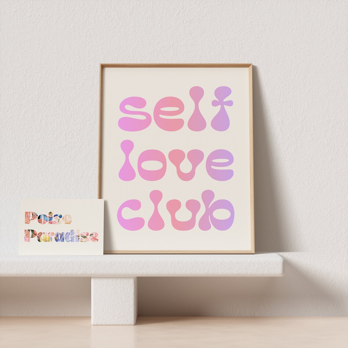Self Love Club Pink Retro Bubble Letter Typography Quote Poster - Image 4