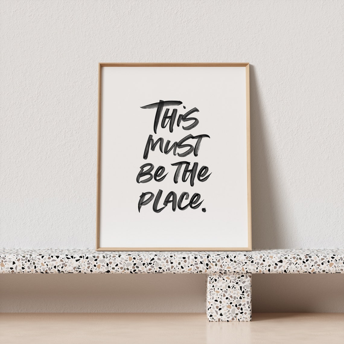 This Must Be The Place Brush Script Typography Poster White Square Art - Image 3