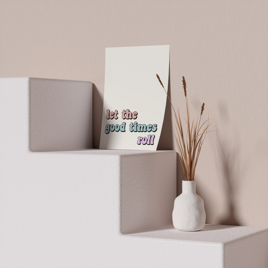 Let The Good Times Roll Pastel Retro Groovy Typography Poster - Image 3