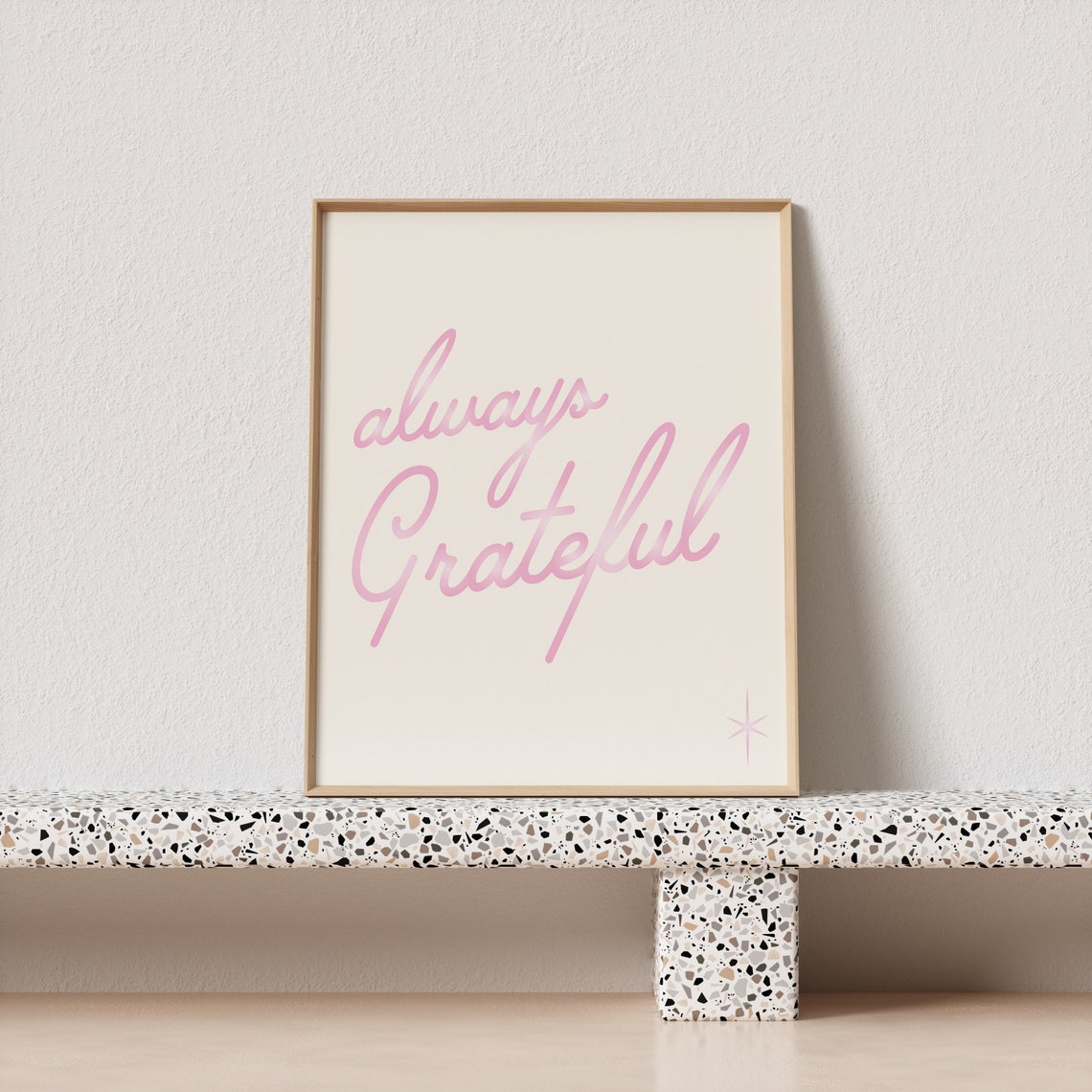 Always Grateful Pink Script Typography Gratitude Quote Poster - Image 3