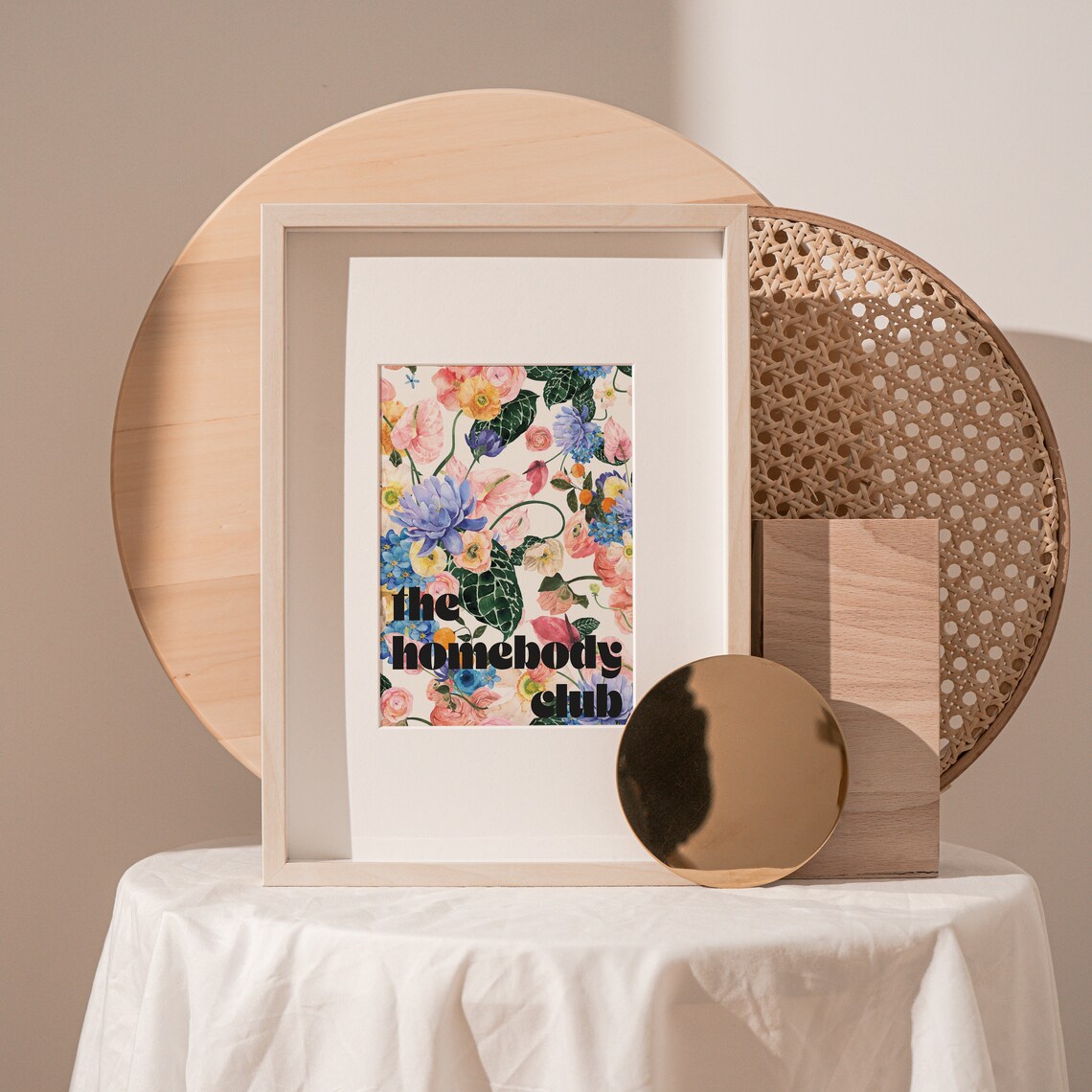 Retro Floral Homebody Club Quote Art Print - Image 3