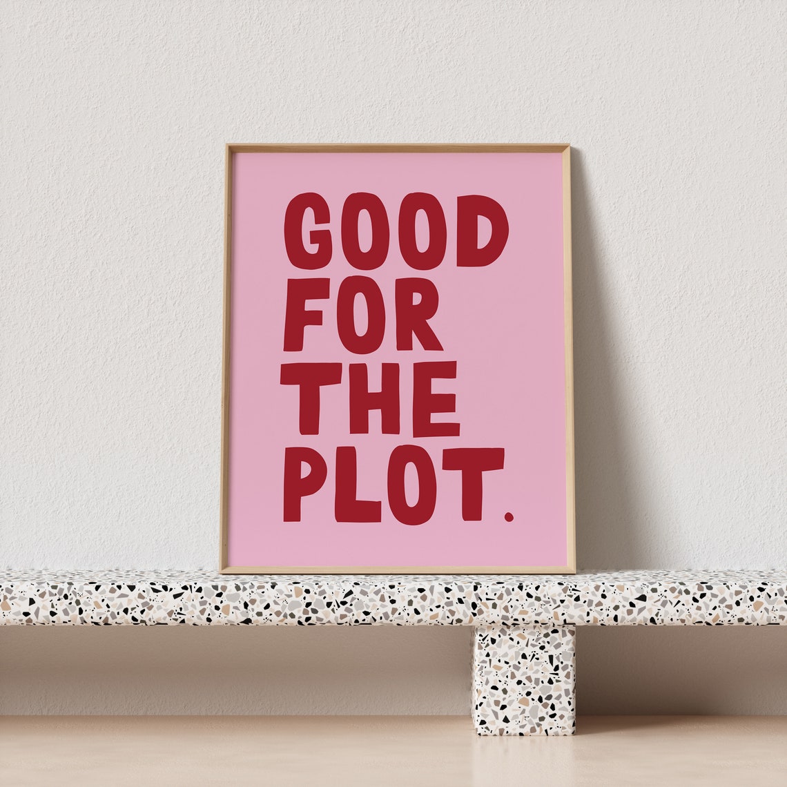 Good For The Plot Red Typography Poster Pink Bold Quirky Lettering - Image 4