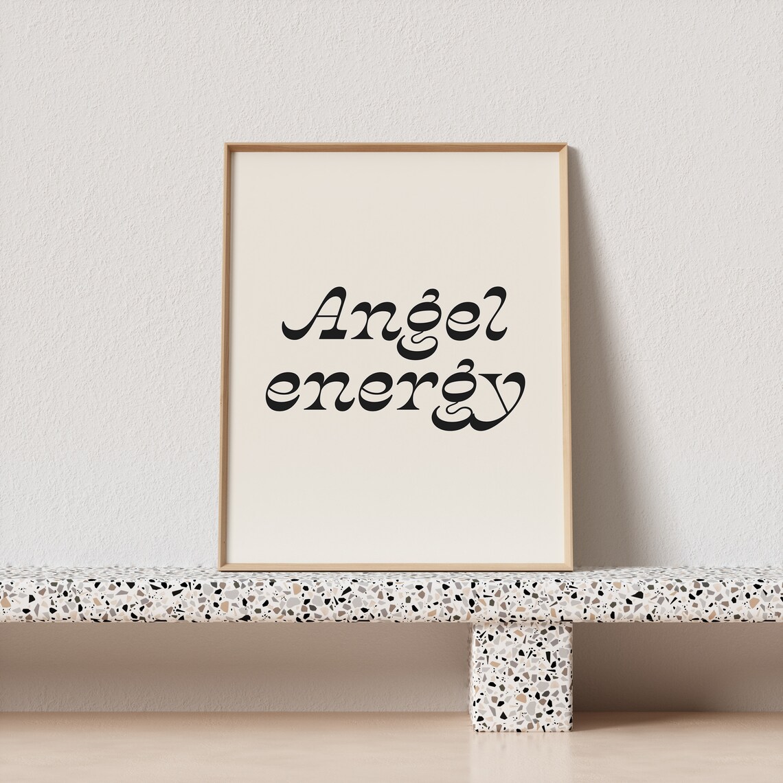 Angel Energy Flowing Black Script Minimalist Spiritual Quote Poster - Image 3