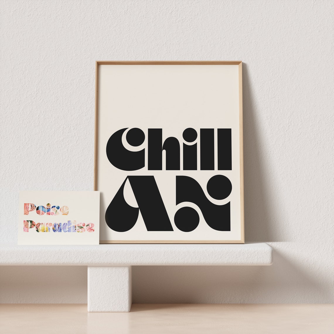 Chill Black Cream Ultra Bold Modern Retro Lettering Square Poster - Image 4