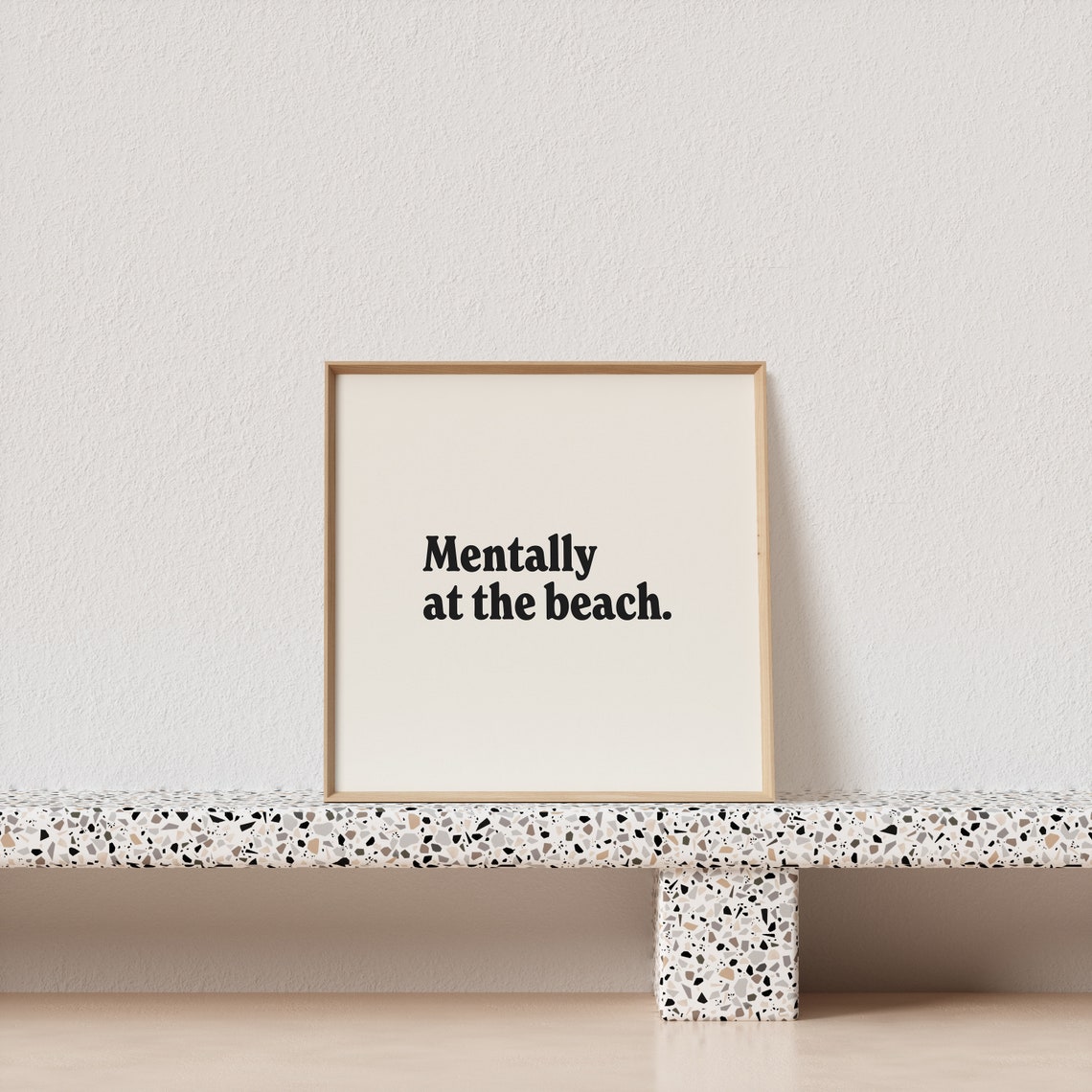 Mentally At The Beach Daydream Quote Square Minimalist Poster - Image 3