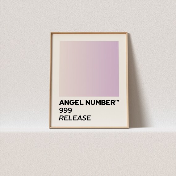 Art Print Angel Number 999 Release Stunning Retro Typography Pastel Gradient A Must Have For Your Gallery Wall