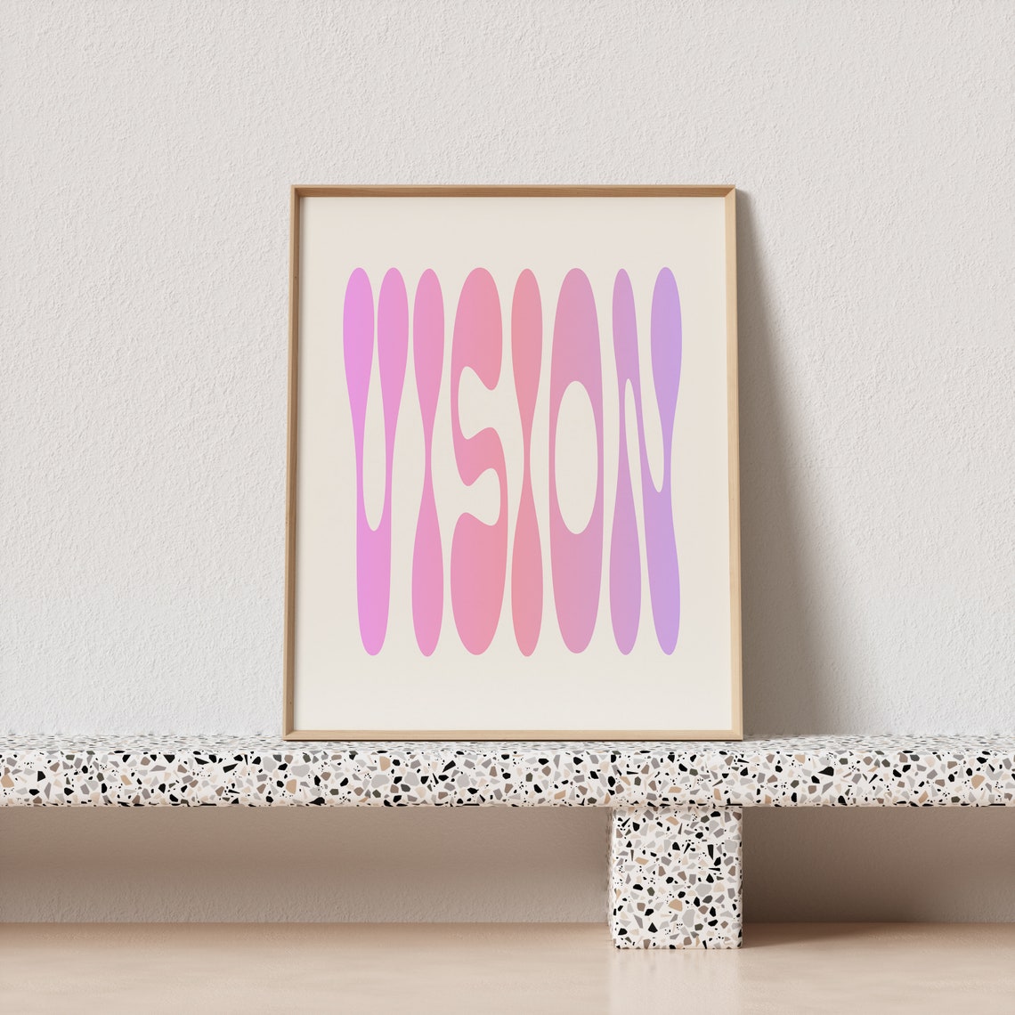 Vision Gradient Pink Wavy Retro Lettering Goal Setting Manifest Poster - Image 2