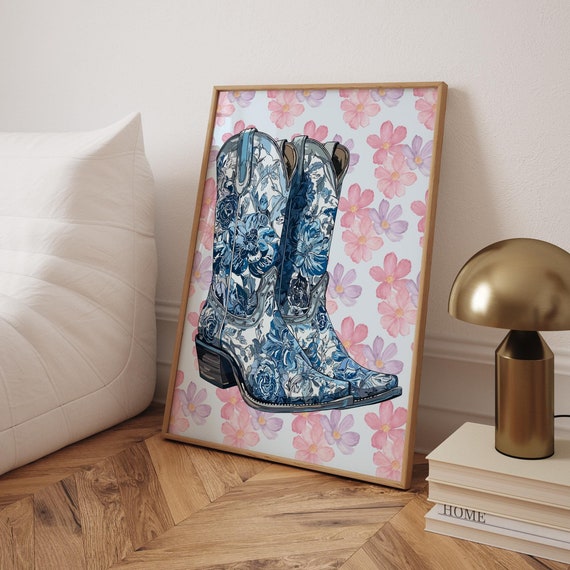 Western Cowgirl, Vintage Retro Wall Art Print