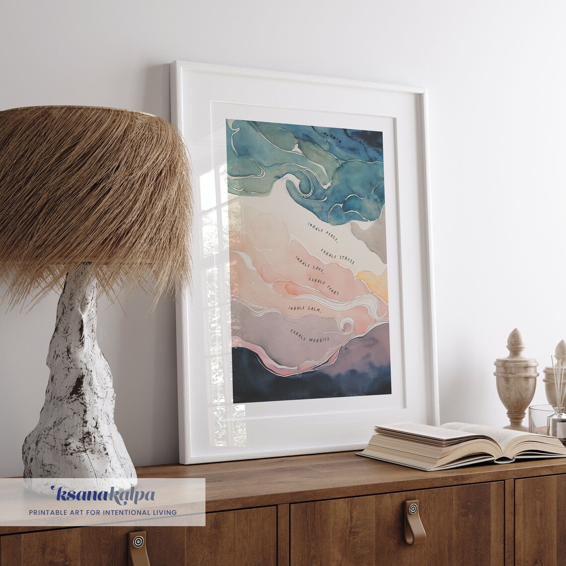 Inhale Exhale Sequence Watercolor Prints, Office Decor - Image 3