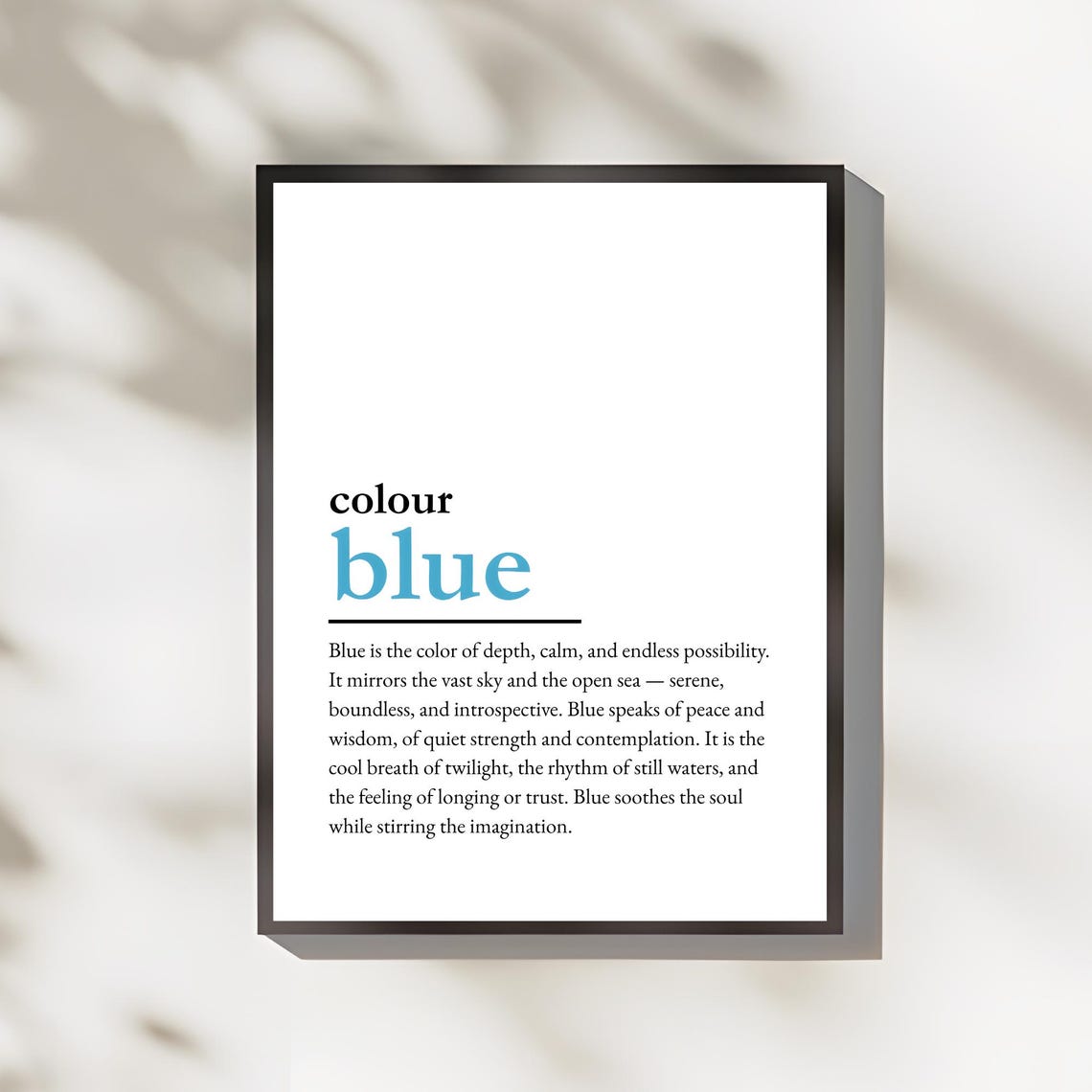 Blue Colour Definition Dictionary Style Calm Minimalist Poster