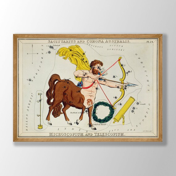 Sagittarius Zodiac Art Print Astrology Prints Poster Tarot Inspired Gift Giftsagittarius