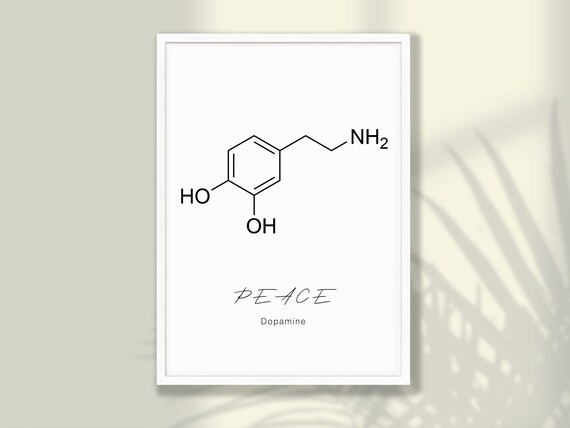 Dopamine Molecule Peace Science Chemistry Minimalist Art Print